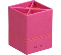 Rhodiarama pot à crayons simili cuir italien 8x8x11 cm - Framboise