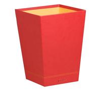 Rhodiarama corbeille à papier simili cuir italien 27x27x32 cm - Coquelicot
