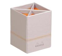 Rhodiarama pot à crayons simili cuir italien 8x8x11 cm - Argent