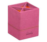 Rhodiarama pot à crayons simili cuir italien 8x8x11 cm - Fuchsia