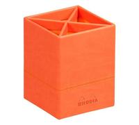 Rhodiarama pot à crayons simili cuir italien 8x8x11 cm - Tangerine