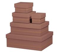 Rhodiarama set 5 boîtes gigognes simili cuir italien 44x34x16 cm - Bois de rose