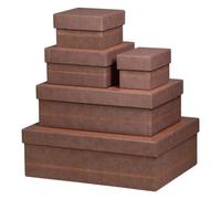 Rhodiarama set 5 boîtes gigognes simili cuir italien 44x34x16 cm - Chocolat