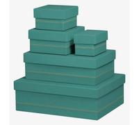 Rhodiarama set 5 boîtes gigognes simili cuir italien 44x34x16 cm - Eau