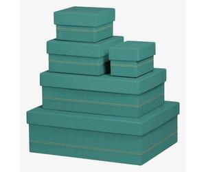Rhodiarama set 5 boîtes gigognes simili cuir italien 44x34x16 cm - Eau