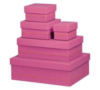 Rhodiarama set 5 boîtes gigognes simili cuir italien 44x34x16 cm - Fuchsia