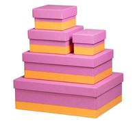 Rhodiarama set 5 boîtes gigognes simili cuir italien 44x34x16 cm - Lilas