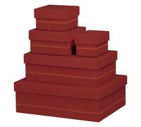 Rhodiarama set 5 boîtes gigognes simili cuir italien 44x34x16 cm - Nacarat