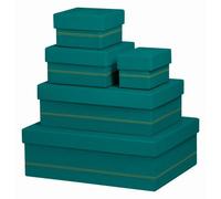 Rhodiarama set 5 boîtes gigognes simili cuir italien 44x34x16 cm - Paon