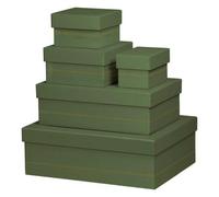 Rhodiarama set 5 boîtes gigognes simili cuir italien 44x34x16 cm - Sauge
