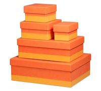 Rhodiarama set 5 boîtes gigognes simili cuir italien 44x34x16 cm - Tangerine