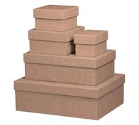 Rhodiarama set 5 boîtes gigognes simili cuir italien 44x34x16 cm - Taupe