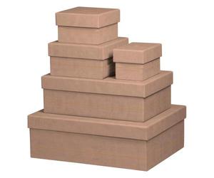 Rhodiarama set 5 boîtes gigognes simili cuir italien 44x34x16 cm - Taupe