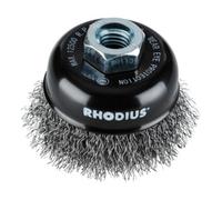 RHODIUS Brosse boisseau métallique Rhodius STBW avec fil d'acier ondulé pour utilisation sur meuleuses d'angle, 100 x 30 x M14 mm Quantité:1