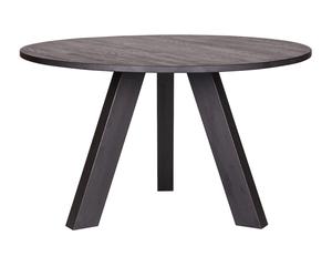 RHONDA - Table repas ronde en chêne noir D129 Noir