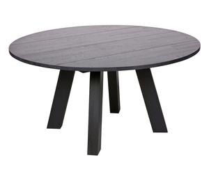 RHONDA - Table repas ronde en chêne noir D150 Noir