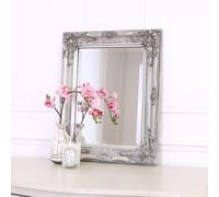 Rhone Vintage Antique Baroque Style Wall Mirrors - Wooden Frame (42cm X 53cm, Antique Silver)