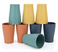 RHP Lot de 8-128 gobelets réutilisables en plastique multicolore 250 ml, incassables, empilables, gobelets de fête, gobelets réutilisables, verres à eau, verres à eau (32)