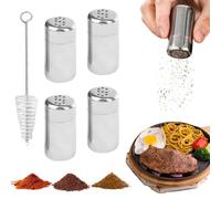 RHQFDM 4 Pièces Mini Shakers à Sel,Salière en Métal,Petits Salières et Poivrières,Mini Salière à épices Camping,Salière à épices avec S Trous pour Cuisines,Salle à Manger,Barbecue en Plein air