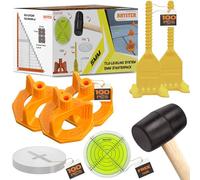 RHYSTER® Kit Croisillons Autonivelants 5 mm - Starter Pack - 302 unités | 100 Clips + 100 Cadrans + 100 Protections, Maillet + Niveau à Bulle Offert, Pose Carrelage, Pose Facile & Précise