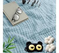 rialgirw Couverture en Mousseline, Plaid d'été léger en Mousseline, 100% Coton Naturel, Douce et Respirante pour Adultes et Enfants - Idéale pour Le lit ou Le canapé (Bleu Clair,130x150cm)