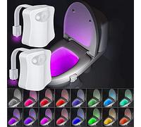 Riaxuebiy 16 Couleurs Changement Lumiere Cuvette WC, Lampe de Toilette Cuvette LED Lampe Automatique Veilleuse Détecteur Mouvement (B-16 Couleurs, 2 Pièces)