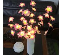 Riaxuebiy 2 Paquet Artificielles Plumeria Fleurs Branche d'arbre Décorative Lumières, 30 Pouces Frangipanier Bouquet pour Maison Vase Fête Noël Intérieur Extérieure Décoration (Rose Plumeria)