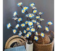 Riaxuebiy 2 Paquet Artificielles Plumeria Fleurs Branche d'arbre Décorative Lumières, 30 Pouces Frangipanier Bouquet pour Maison Vase Fête Noël Intérieur Extérieure Décoration (Bleu Plumeria)