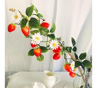 Riaxuebiy 2 x 7.5 FT Fraises Artificielles Vigne Guirlande Plantes Fleurs Fruits Arts pour Cérémonie Mariage Maison Décoration (Fraise)