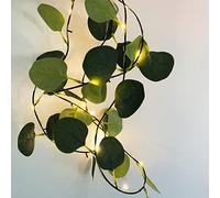 Riaxuebiy Artificielles Feuilles D'eucalyptus Guirlande Lumineuse Fil de Cuivre Suspension Lumière à Piles pour Maison Mariage Noël Jardin Bureau Décor (Vert Feuilles Eucalyptus, 2M/20LED)