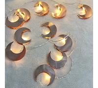 Riaxuebiy Guirlande Lumineuse Croissant de Lune Géométrique Déco Lune Lanterne Guirlande Lumineuse 2m20LED Alimenté par Batterie pour Noël Mariage Chambre à Coucher Décor (Lune, 2m/20LED)