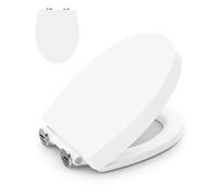 Ribelli Abattant de WC en forme de O avec système d'abaissement automatique - Montage facile - Fonction Quick Release - Antibactérien - Environ 45 x 37 cm - Blanc