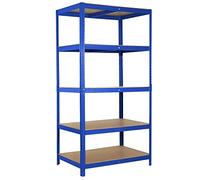 Ribelli Étagère de Rangement à 5 Niveaux, HxLxP 180 x 90 x 60 cm, Capacité 875 kg, Planches Réglables, Étagère de Garage, Bleu, 500634