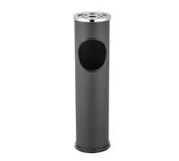 Ribelli Poubelle avec Cendrier pour Intérieur/Extérieur Cendrier sur pied avec Poubelle Acier Inoxydable, Couleur:noir