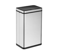 Ribelli Poubelle en acier inoxydable 50 l - Poubelle avec capteur - Ouverture et fermeture automatiques - Poubelle de cuisine avec indicateur de fonction LED - Argenté