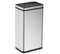 Ribelli Poubelle en acier inoxydable 70 l - Poubelle avec capteur - Ouverture et fermeture automatiques - Poubelle de cuisine avec indicateur de fonction LED - Argenté