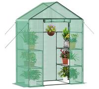 Ribelli Serre en Film Plastique avec Porte Enroulable, Serre à tomates 143 x 195 x 73 cm, 4 étagères, résistante à l'hiver, Film grillagé en polyéthylène, abri de Jardin pour Plantes, légumes, Fleurs
