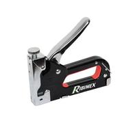 Ribimex Agrafeuse manuelle PRAGRAM 3 en 1, 600 accessoires, clous & points métalliques, noir/rouge