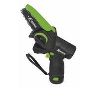 RIBIMEX Élagueuse à Batterie Li-ion 12V, Guide 112mm, Noir et Vert, Acier et Plastique, pour Vergers Vignes et Espaces Verts, Moteur Brushless, avec Chargeur et Batterie, 19x7x30 cm
