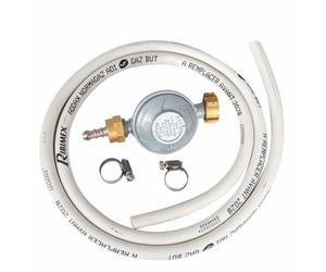 Ribimex Kit Tuyau de gaz Butane avec détendeur, tétine et Colliers - 150cm | Ensemble complet, Limiteur de débit intégré, Tube souple certifié NF, Fabrication européenne
