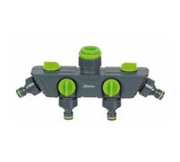 Ribimex Rampe de nez de robinet 03979 – 4 sorties pour robinet 3/4" Gris/Vert