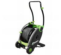 Ribimex PRDP41 Enrouleur de Tuyau Automatique sur Roues avec rembobinage à pédale du Tuyau ACQUAFOOT 40 m, Gris/Vert