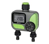Ribimex Programmeur numérique Irrigation 2 Voies, Attache 1''-3/4'', 2 programmations 1-7 Jours, Cycles 1 Min-4 Heures, débit 5-35 L/Min, Filtre métallique, alimenté à 2 x AA Non Inclus - Pra/PB.1390