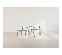 Best Mobilier - Ensemble table et bancs de jardin Ribola - 4 personnes - Vert