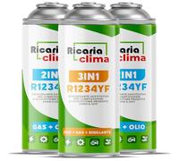 Ricaria Clima 3-en-1 - Recharge Climatisation Auto R1234yf avec Huile et Stop-Fuite XL + 2X R1234yf XL 235 g - Lot pour Remplissage Autonome de Climatisation Automobile, Chaque Boîte 235 g