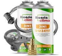Ricaria Clima - 3en1 R1234yf Recharge Climatisation - 2X 235 g avec Tuyau et Adaptateur YF - Climatisation Automobile - Gaz R1234yf 3en1 - Cartouche de Gaz - ECO