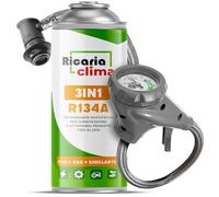 Ricaria Clima - 3en1 R134a Fluide Réfrigérant Gaz de Remplacement + Tuyau - pour Climatisation Automobile avec Scellant et Huile - Bouteille de Gaz 1x235 g - Kit Climatisation Camping-Car - ECO