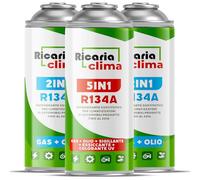 Ricaria Clima 5-en-1 - Recharge Climatisation Auto R134a 235 g + 2X R134a XL 235 g, avec Huile, Stop-Fuite, Traceur UV et Déshydratant - Lot