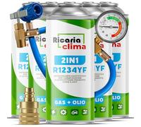 Ricaria Clima - Fluide Réfrigérant R1234yf Kit Recharge Climatisation - Gaz pour Climatisation Véhicules Depuis 2016 - 5X 235 g Bouteilles avec Tuyau de Recharge et Adaptateur AZ