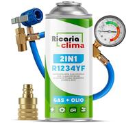 Ricaria Clima - Kit Recharge Climatisation R1234yf avec Gaz R1234yf 3en1 - 2X 235 g - Gaz R1234yf - ECO - avec Adaptateur AZ et Tuyau